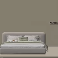 Modern Simple Children's Bed With White Headboard And Green White Pillows On Beige Wall