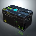 Black Case With Digital Display Showing Number 13 And Radioactive Warning Symbol