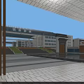 Modern School Building Complex Surrounded By Rivers Green Areas Sports Field Near Road And Bridge