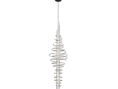 Modern Spiral Chandelier With Sleek Metal Structure And Vertical Hanging Design 3d model