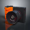 Stylish Computer Camera Accessory With Orange Black Design And Large Retro Lens Feature 3d model