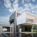 Modern Detached Villa With Waterfront View Large Windows Terrace And Natural Surroundings Design