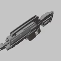 Futuristic Sci Fi Weapon With Metallic Body Green Light And Red Stripes Design