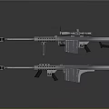 Modern Sniper Rifles With Scope Bipod And Reflective Metal Design