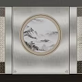 New Chinese background wall decorative porch lattice carved screen partition 3d model