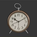 Vintage Alarm Clock With Copper Frame White Dial And Metal Stand On Dark Surface