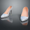 Elegant Silver High Heels With Sparkling Sequins And Thin Shiny Heels 3d model