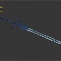 Fantasy Weapon Blue Blade Sword With Black Decorative Hilt And Glowing Design