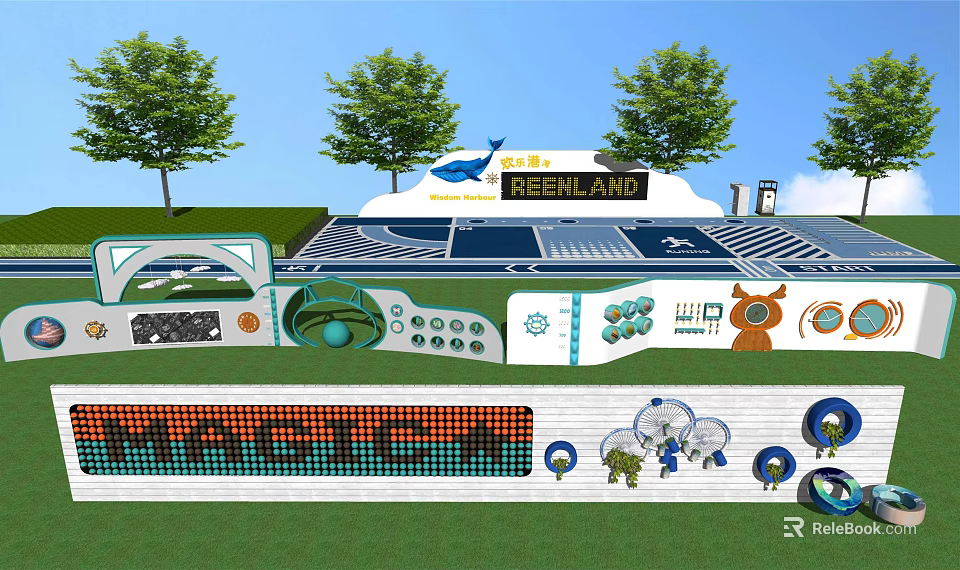 Creative Building Facade Design With Colorful Patterns And Modern Decorative Elements 3d model