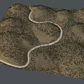 Winding Road Through Rolling Hills With Scattered Vegetation In Natural Landscape
