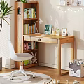 Kids Study Desk with Bookshelf Chair Toys and Cozy Learning Room Accessories