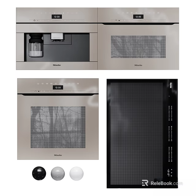 Modern Built in Kitchen Appliances With Stainless Steel Design Control Panel And Mesh Door 3d model 