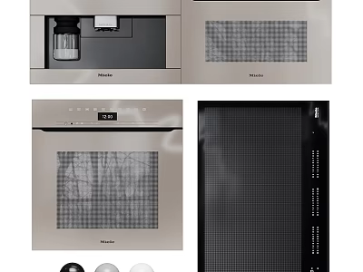 Modern Built in Kitchen Appliances With Stainless Steel Design Control Panel And Mesh Door 3d model