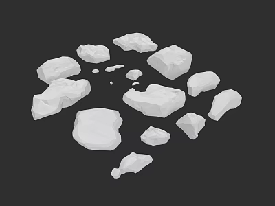 Natural White Stone Blocks Scattered On Black Background Surface 3d model