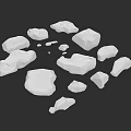Natural White Stone Blocks Scattered On Black Background Surface