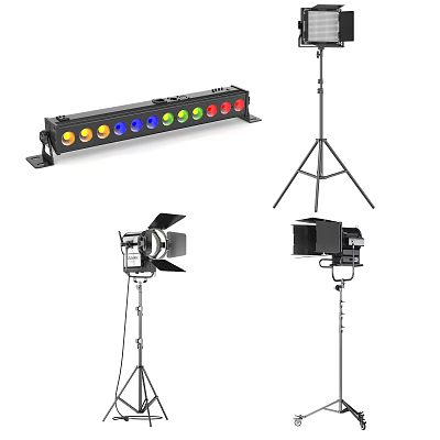 Colorful LED Decorative Lights With Tripod Stand And Spotlight Designs 3d model