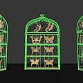 Golden Arched Display Shelves with Elegant Butterfly Decorations and Multi-layer Design