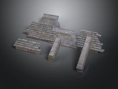 Traditional Ancient Stone Architecture Structure With Stacked Blocks Columns And Textured Surfaces 3d model
