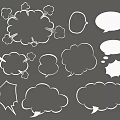 Hand Drawn Speech Bubbles Wall Decor With Various Styles And White Line Art 3d model