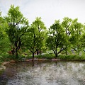 Modern Lake Green Tree Garden Park Tree Water Lake Landscape Tree Vegetation Villa High-end Landscape Natural Plant Landscaping 3d model