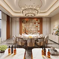 Luxury Private Dining Box With Round Table And Elegant Decor 3d model