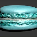 Vibrant Blue Macaron With Smooth Shell And White Cream Filling On Black Background