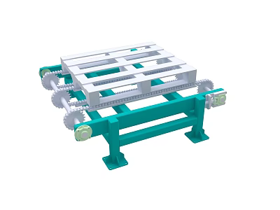 Green Metal Heavy Duty Conveyor Equipment With Pallet Frame And Rollers 3d model