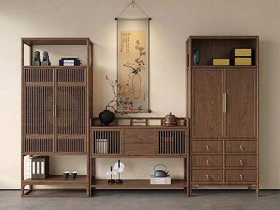 Chinese-style Antique Rack Storage Rack Decorative Rack Sideboard Decorative Cabinet 3d model