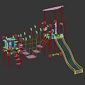 Outdoor Playground Equipment With Blue Slide Rope Net Climbing Structure Metal Frames And Platform