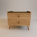 Wooden Chest of Drawers With Two Drawers And Brass Handles On Slender Legs