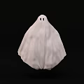 White Ghost Shaped Doll on Black Background for Halloween Decoration 3d model