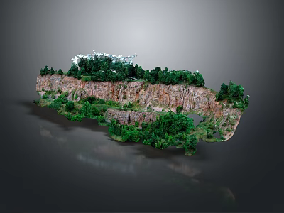 Natural Mountain Landscape With Lush Green Vegetation Rocky Cliffs And Layered Terrain 3d model