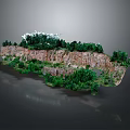 Natural Mountain Landscape With Lush Green Vegetation Rocky Cliffs And Layered Terrain