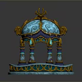 Ornate Blue And Gold Decorative Pavilion With Intricate Patterns Dome Columns And Base
