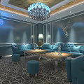 Modern Luxury KTV Interior Design With Comfortable Sofa And Crystal Chandelier