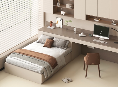 Modern Second Bedroom Design Simple Bedroom Double Bed 3d model