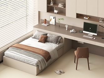 Modern Second Bedroom Design Simple Bedroom Double Bed 3d model