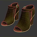 Green Peep Toe High Heels With Block Heel Ankle Strap And Buckle Detail