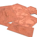 Red Brown Textured Bricks Stacked For Paving And Wall Construction