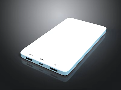 Sleek White Portable Power Bank With Input Output Ports For Laptop Computers 3d model