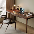 Quiet Ancient Style Desk and Chair Solid Wood Computer Desk and Chair Solid Wood Single Chair Writing Desk Learning Desk and Chair Office Desk and Chair Finished Desk Computer Decoration Combination 3d model