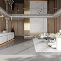 Hotel Lobby Interior Design With White Sofas Green Cushions And Marble Walls