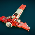 Red And White Passenger Plane Model Featuring Sci Fi Futuristic Wings And Cockpit