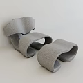 Gray Modern Single Sofa With Unique Curved Fabric Design For Living Room