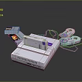 Vintage Retro Gaming Console With White Design Game Cartridge And Controllers On Reflective Surface