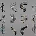 Modern Spiral Stairs Design With Various Metal Glass And Wooden Elements