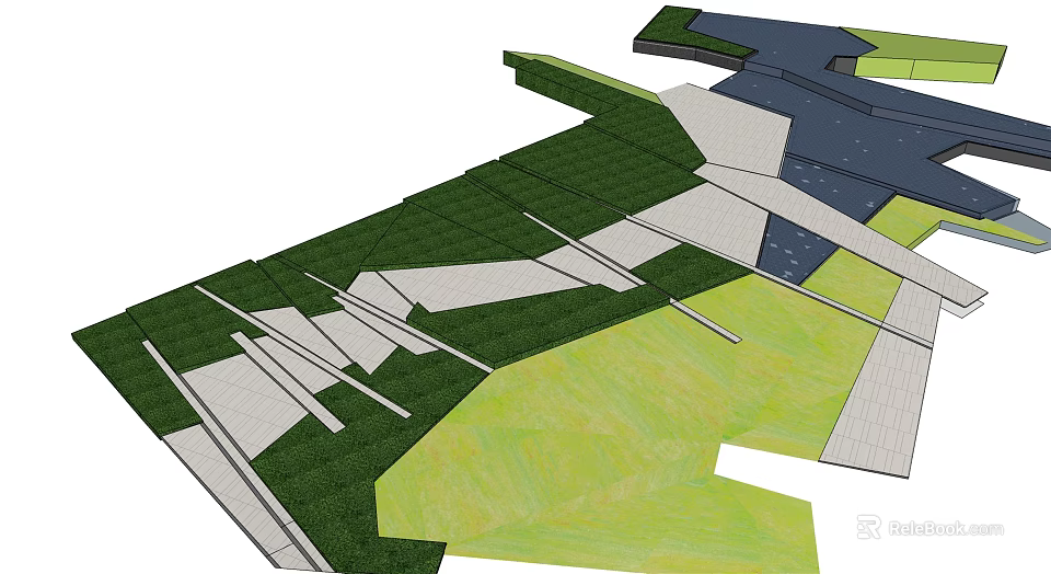 Garden Path Paving Design With Geometric Patterns And Green Lawn Surroundings 3d model 