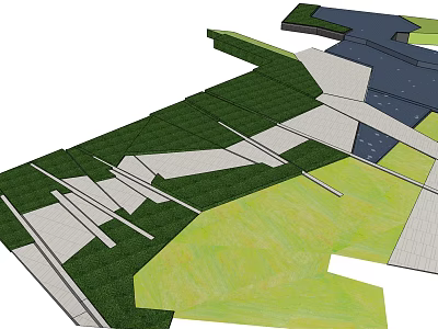 Garden Path Paving Design With Geometric Patterns And Green Lawn Surroundings 3d model
