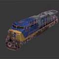 CSX Blue and Yellow Freight Train Locomotive with Number 4291 Gray Background
