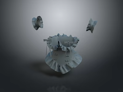 Gray Toned Decorative Clothing Accessories With Ruffled Design And Layered Texture 3d model